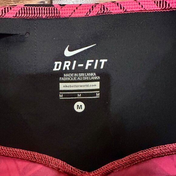 Medium Woman's Neon Pink & Black Nike Dri-Fit High Waist Ankle Length Max Compre - Picture 3 of 4